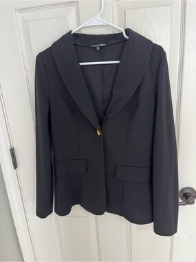 Fashion Nova Black Shawl Collar Blazer with Gold Button